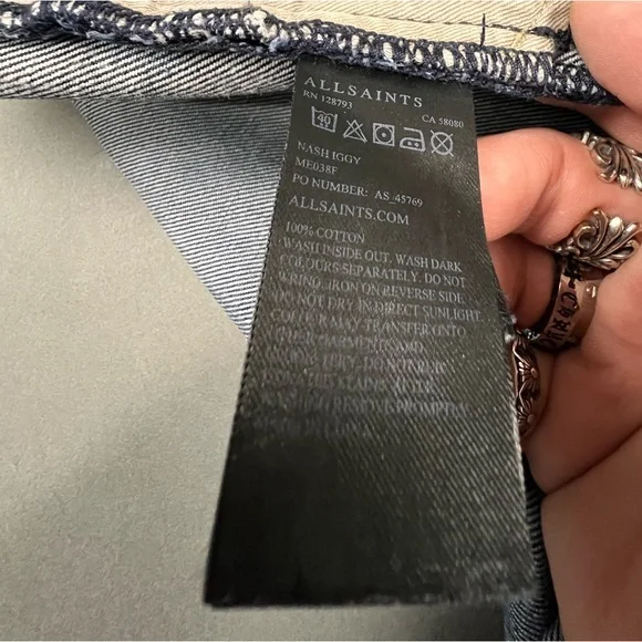 SOLD ARCHIVE 1 AllSaints Nash Iggy Fit Jeans Faded 34-36W Embroidered Denim - Picture 14 of 14